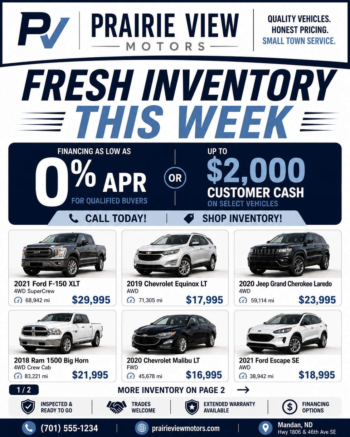 Prairie View Motors fresh inventory targeted advertisement